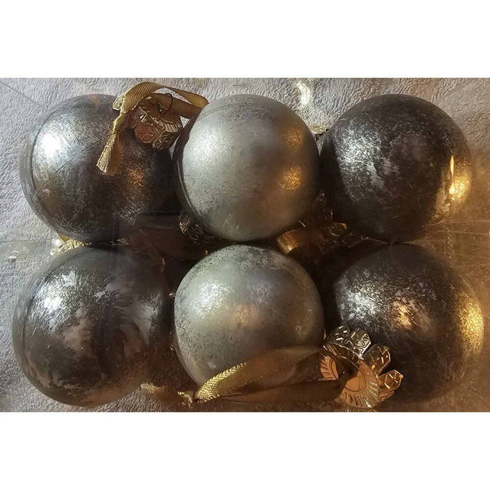 PullCrease 12 Pcs Neutral Textured Christmas Ball Ornaments 2.4 Inch